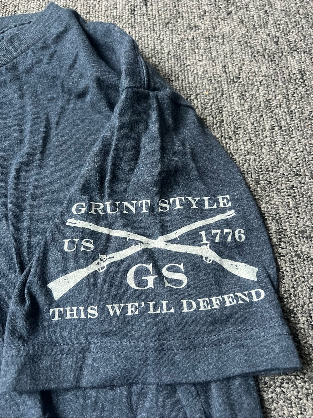 Grunt Style Short Sleeve Crewneck T-Shirt - Heather Navy Blue - Picture 3 of 4